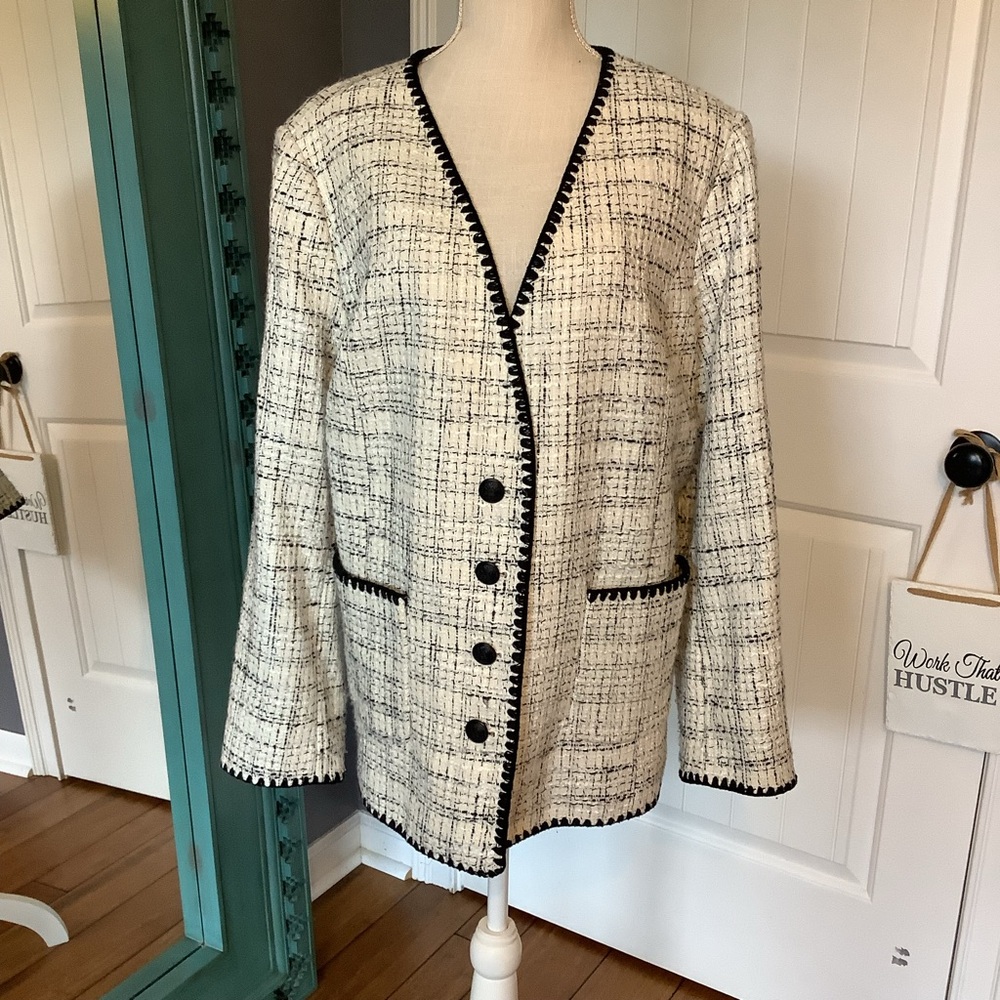 Talbots Black and Cream Tweed Jacket